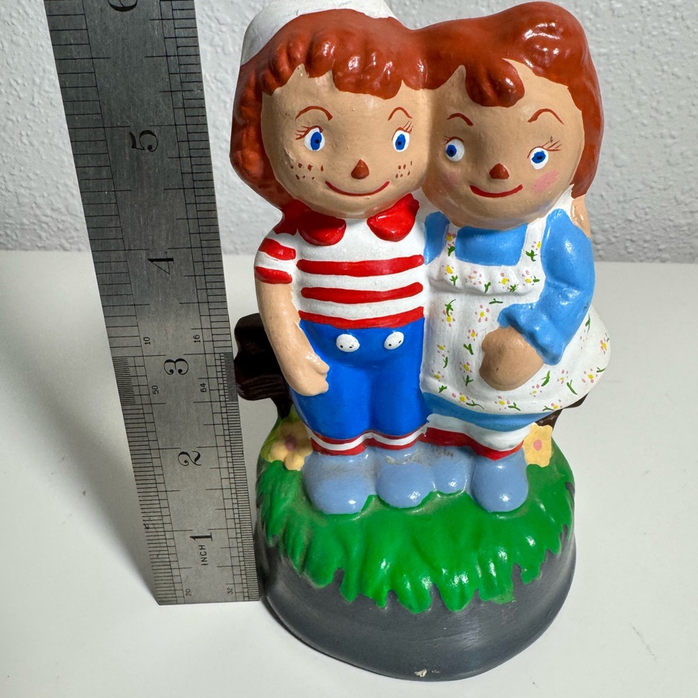Vintage Raggedy Ann and Andy Style Ceramic Figurine Hand Painted 5.5 Inch